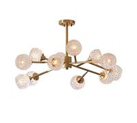 Crystal Chandelier 9 Lights Sputnik Chandelier Mid Century Pendant Lighting Brushed Brass Ceiling Light Fixture for Kitchen Dining Room Living Room Foyer,Brass,15 Lights