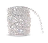 Crystal Chandelier Beads, 10mm 30m Clear Glass Crystal Beads Lamp Chain Garland, Colorful Beads Chain Roll Acrylic Disc Decorative Beads Chain Festival Site Accessories