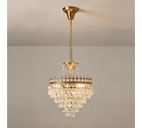 Crystal Chandelier, Farmhouse Ceiling Lighting Fixture, Ceiling Lamp/Pendant Light Dual Use,Modern Foyer Dining Room Chandeliers for Bedroom, Hallway, Bar, Kitchen (5.7'' x 13.4'')(13.8'' x 16.9'')