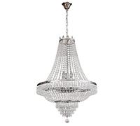 Crystal Chandelier French Empire Crystal Chandelier Flush Mount Ceiling Light Fixture for Foyer Entryway Living Room Dining Room Bedroom Hallway W 24'' x H 30'' (Color : Silver)
