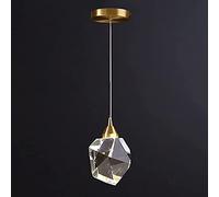 Crystal Chandelier Gold Dining Table Lamp G9 Geometric Diamond Pendant Light Metal Kitchen Dining Room Hanging Lamp Cafe Bar Decor Ceiling Lighting, 11 * 14cm