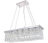 Crystal Chandelier Lights, Luxury Clear K9 Crystal Droplet Elegant Ceiling Lights Fixture Rectangular Chrome Hanging LED Pendant Lighting for Dining Room Livingroom Foyer Lounge Comfortable