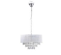Crystal Chandelier Modern Elegant E14 Brushed Crystal Pendant Drum Chandelier 4 Light Chrome Lighting Fixture LED Ceiling Light Dia 15 in X H 23.6 in