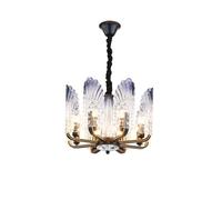 Crystal Chandelier Pendant Lamp, Large Luxury Ceiling Light Fixture with Feather Shaped Glass Decor, E14 Base for Living Room, Foyer, Stairwell, Hotel