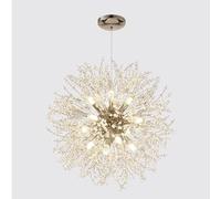 Crystal Chandeliers Dandelion, 16-Light Stainless Steel Firework Chandeliers for Living Room, 60Cm Modern Crystal Chandelier Light Fixture for Dining Room Bedroom Foyer,Chrome