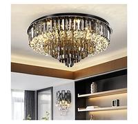 Crystal Chandeliers Luxury Crystal Led Ceiling Chandelier Big Living Room Pendant Lamp Gray Clear Cristal Lighting Fixture Round,Hanging Light(Dimmable Warm,Dia60xH35cm)
