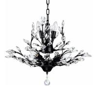Crystal Chandeliers,Vintage 8 Lights Pendant Light,K9 Clear Crystal Chandelier Lighting Fixtures, Black Ceiling Light for Living Room Bedroom Restaurant Porch y