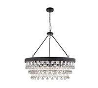 Crystal Chaners, Black Crystal Chaner Light, Modern Farmhouse Luxury Light Fixture for Bedroom,Chaner Bulbs