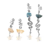 Crystal Charms 4pcs Dreadlock Amethyst Hair Jewelry Spiral Alloy