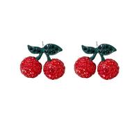 Crystal Cherry Drop Earrings Red Green Cubic Zirconia Cherry Drop Studs Earring Lovely Creative 3D Fruits Lightweight Piercing Earring Dainty Sweet Birthday Holiday Friendship Jewelry Gifts BFF