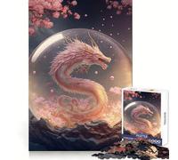 Crystal Chinese Dragon Puzzles for Teenagers 1000 Piece Brain Think Good Thick Real Challenge Room Decor (38x26cm)