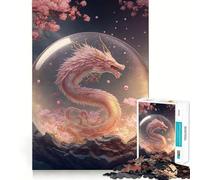 Crystal Chinese Dragon Puzzles for Teenagers 1000 Piece Brain Think Good Thick Real Challenge Room Decor (38x26cm)