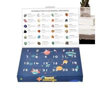Crystal Christmas, 1.18 Inches Countdown Calendar, 24-Day Advent with Natural Mineral Gemstones for Holiday Favors, Adults Teens Families Geology Lovers 300-350 Grams Minerals Specimens