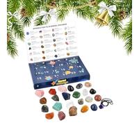 Crystal Christmas, 1.18 Inches Countdown Calendar, 24-Day Advent with Natural Mineral Gemstones for Holiday Favors, Adults Teens Families Geology Lovers 300-350 Grams Minerals Specimens