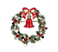 Crystal Christmas Brooch Sparkling Christmas Snowflower Wreath Bell Pins Red Green Brooch Vintage Rhinestone Crystal Christmas Jewelry for Women, L, Copper, no gemstone