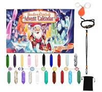 Crystal Christmas Countdown Calendar 24 Day Crystal Mineral Stone with Storage Bag Necklace Holder and Magnifying Glass for Women Teens Adults Parties to Celebrate