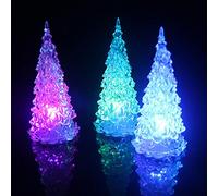 Crystal Christmas Tree, Christmas Light Up Ornaments, Color Changing Romantic Xmas Decor, Small Light Up Xmas Tree Ornament, Led Night Light for Table Top Home Office Decor