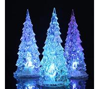 Crystal Christmas Tree Decorations, 3pcs 6.5inch Acrylic LED Lighted Christmas Tree, Multicolor Light Up Christmas Tree Desktop Ornaments for Home Office Decor