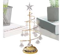 Crystal Christmas Tree for Desk | Rotating Glitter Christmas Tree Desk Ornament,Shiny Battery Operated Electroplating Iron Art Lamp for Bedside Table