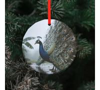 Crystal Christmas Tree Ornaments Round Glass Xmas Hanging Pendant with Rope | Peacock Xmas Tree Hanging Ornament Holiday Decoration Keepsake For Home New Year Decor Wedding Gifts