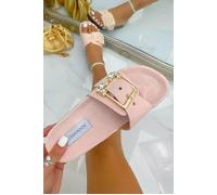 Crystal Chunky Buckle Sliders Love Lemonade Baby Pink 3