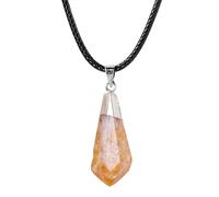 Crystal Citrine Necklace | Orange Gemstone Pendant | Unisex Adult Accessory
