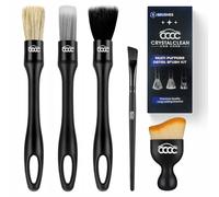 Crystal Clean 5pcs Car Detailing Brush Set -2pcs Nailon Car Detailing Brushes,2pcs Ultra Soft No Scratch Detailing Brush for Air Vent,Leather Seat - 1pc Large Detail Brush for Interior Exterior