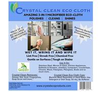 Crystal Clean Eco-Cloth Amazing Lint-Free/Streak-Free/Chemical-Free Microfiber Cloth for Windows & Glass/Mirrors Stainless Steel Appliances TV/Computer/ Tablets...5 in a Pack, White, 16''x16''