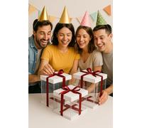 Crystal clear cake box/Gift box - 6 inch square base, 11 inch tall - in white