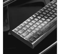 Crystal Clear Carbon Fiber Top Print Keycaps, 132 Keys Cherry Profile Ergonomic Translucent PC Keycap Set, Silk-Screened Fade-Resistant Legends, Universal Fit for MX Switch Mechanical Gaming Keyboards