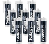 Crystal Clear Construction Sealant & Adhesive All-In-One Hybrid Polymer | Superior to Silicone Sealant | Waterproof, Odourless, Anti-Mould, Paintable | Kitchen Bathroom Outdoor - 300 ml 9 Pack