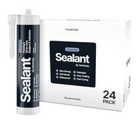 Crystal Clear Construction Sealant & Adhesive All-In-One Hybrid Polymer | Superior to Silicone Sealant | Waterproof, Odourless, Anti-Mould, Paintable | Kitchen Bathroom Outdoor - 300 ml 24 Pack