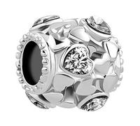 Crystal Clear CZ Birthstones Love Heart Charm Compatible with Pandora Bracelets Daughter Sister April Birthday White Cubic Zirconia