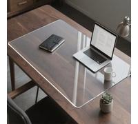 Crystal Clear Desk Mat, Large Non-Slip Transparent PVC Table Pad with Rounded Edges, Waterproof Heat-Resistant Desk Protector for Office Home School (80x40cm)