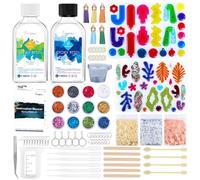 Crystal Clear Epoxy Resin Kit 8oz (240ml) with Molds - High Gloss & UV Resistant for DIY Art, Jewelry Making, Mould Casting Resin Epoxy with Foil Flakes, Sequin for Beginners & DIY Art Projects