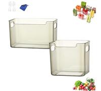 Crystal Clear Freezer Storage Bins, 4 Pack Clear Plastic Bins for Refrigerator and Pantry, Freezers Bin for Bottom Freezer, with Handles for Frozen Food, Meat & Veggies, Closet, Bathroom (I)