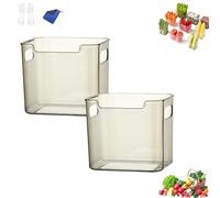 Crystal Clear Freezer Storage Bins, 4 Pack Clear Plastic Bins for Refrigerator and Pantry, Freezers Bin for Bottom Freezer, with Handles for Frozen Food, Meat & Veggies, Closet, Bathroom (G)