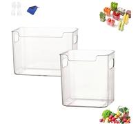 Crystal Clear Freezer Storage Bins, 4 Pack Clear Plastic Bins for Refrigerator and Pantry, Freezers Bin for Bottom Freezer, with Handles for Frozen Food, Meat & Veggies, Closet, Bathroom (J)
