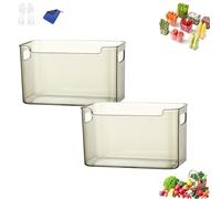 Crystal Clear Freezer Storage Bins, 4 Pack Clear Plastic Bins for Refrigerator and Pantry, Freezers Bin for Bottom Freezer, with Handles for Frozen Food, Meat & Veggies, Closet, Bathroom (F)