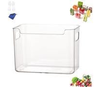 Crystal Clear Freezer Storage Bins, 4 Pack Clear Plastic Bins for Refrigerator and Pantry, Freezers Bin for Bottom Freezer, with Handles for Frozen Food, Meat & Veggies, Closet, Bathroom (A)