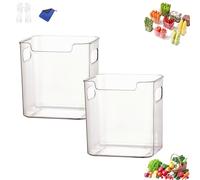 Crystal Clear Freezer Storage Bins, 4 Pack Clear Plastic Bins for Refrigerator and Pantry, Freezers Bin for Bottom Freezer, with Handles for Frozen Food, Meat & Veggies, Closet, Bathroom (H)
