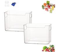 Crystal Clear Freezer Storage Bins, 4 Pack Clear Plastic Bins for Refrigerator and Pantry, Freezers Bin for Bottom Freezer, with Handles for Frozen Food, Meat & Veggies, Closet, Bathroom (E)