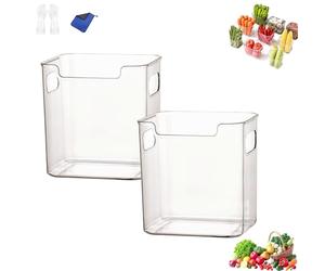 Crystal Clear Freezer Storage Bins, 4 Pack Clear Plastic Bins for Refrigerator and Pantry, Freezers Bin for Bottom Freezer, with Handles for Frozen Food, Meat & Veggies, Closet, Bathroom (H)