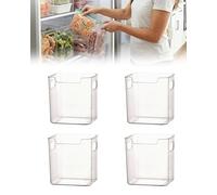 Crystal Clear Freezer Storage Bins - 4 Pack Clear Plastic Bins for Refrigerator and Pantry, Stackable Kitchen Cabinet Organizer with Handles for Frozen Food, Meat & Veggies Easy Access (4PCS S)