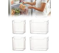 Crystal Clear Freezer Storage Bins - 4 Pack Clear Plastic Bins for Refrigerator and Pantry, Stackable Kitchen Cabinet Organizer with Handles for Frozen Food, Meat & Veggies Easy Access (2L+2S)