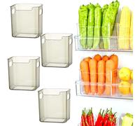 Crystal Clear Freezer Storage Bins, Clear Stackable Storage Bins, for Refrigerator and Pantry, for Frozen Food, Meat & Veggies (Green,4Small)