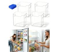 Crystal Clear Freezer Storage Bins, Stackable Clear Plastic Bins with Handles, Without the Digging for Instant Visibility,Bpa-Free Food Storage Containers for Kitchen Cabinet,Pantry,Fridge (4pc-S)