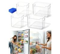 Crystal Clear Freezer Storage Bins, Stackable Clear Plastic Bins with Handles, Without the Digging for Instant Visibility,Bpa-Free Food Storage Containers for Kitchen Cabinet,Pantry,Fridge (2S+2L)