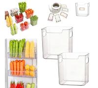 Crystal Clear Freezer Storage Bins, Stackable Plastic Fridge Storage Containers with Handles, Refrigerator & Kitchen Pantry Organizer for Snack Organization for Refrigerator, Cabinet (Clear,2 * S)