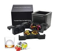Crystal Clear Ice Ball Maker, Clear Ice Maker, Clear Ice Ball Mould, Easy Release Wiskey Ice Ball Maker Bubble-Free with 4 x 2.36in Ice Spheres for The Home Bartender (4BALL)